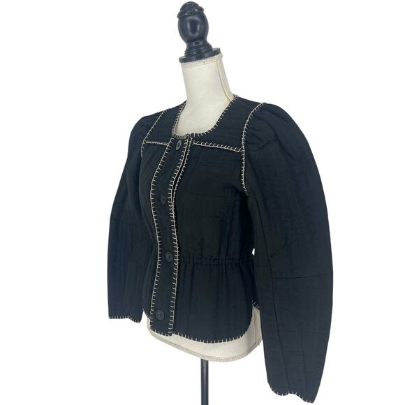 Anthropologie Quilted Puff Sleeve Jacket in Black - Picture 6 of 11